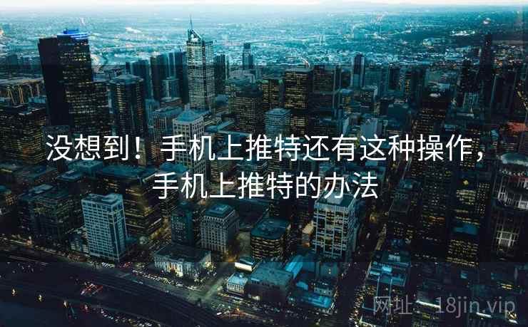 没想到!手机上推特还有这种操作,手机上推特的办法